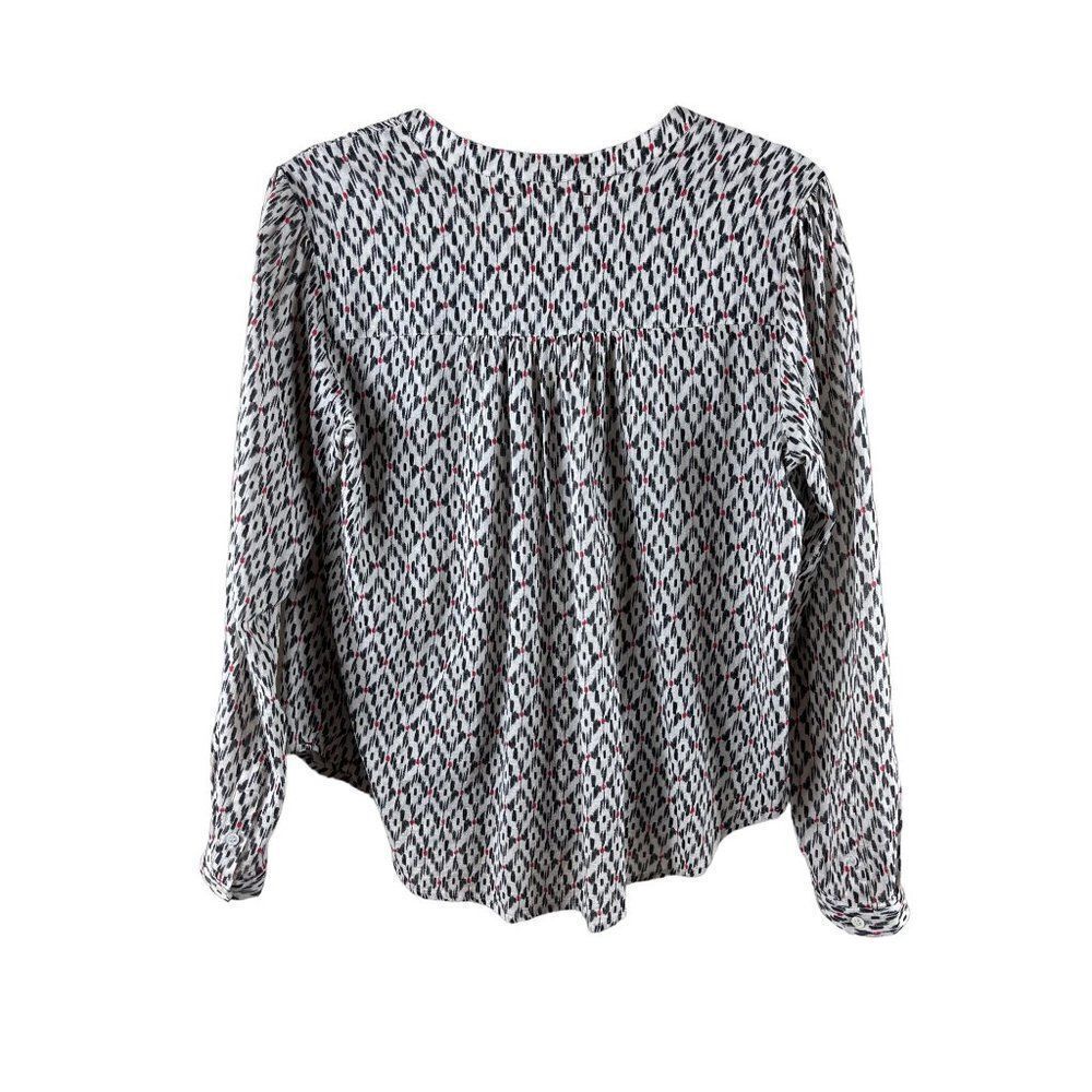 Xirena Aimi V-Neck Popover Printed Lightweight Blouse Small Chalk Boho Casual - Picture 7 of 11